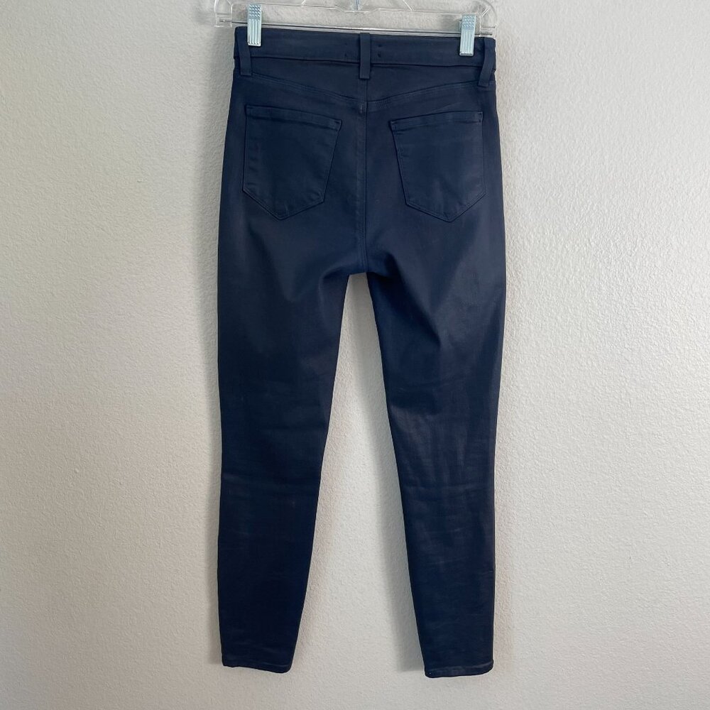 L'Agence Womens 26 Dark Blue Skinny Margot Coated Jeans Stretch Ankle USA - Picture 5 of 9